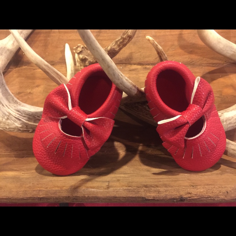 Toddler girl red  moccasins